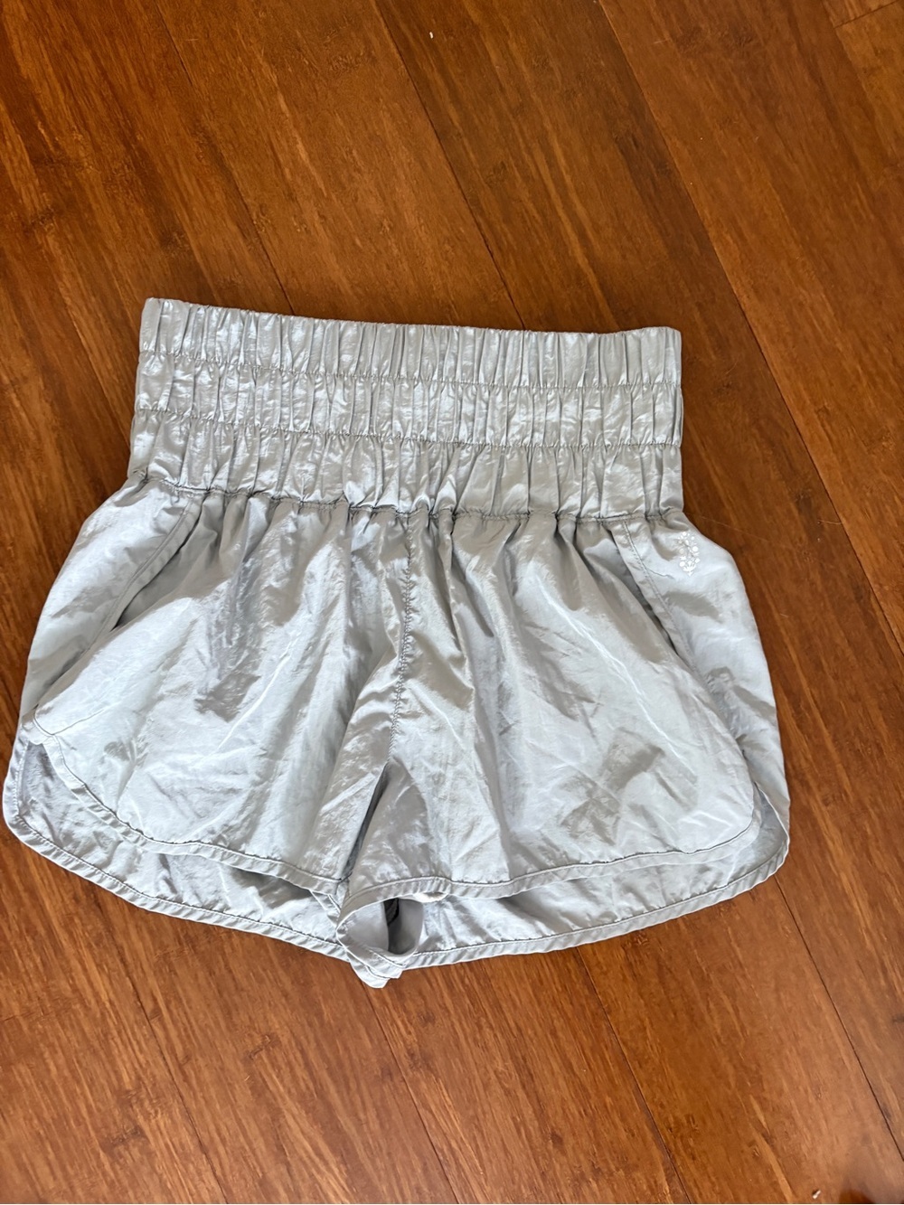 FP Movement Shorts The Way Home High Smocked Elastic Waist Athletic Silver Gray - Picture 2 of 9